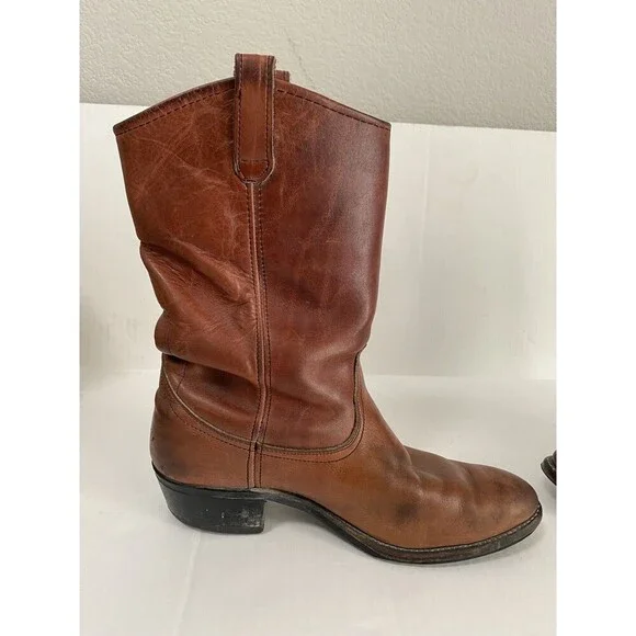 Vintage Mason Western Brown Leather Cowboy Boot Size 10 - 10.5 USA